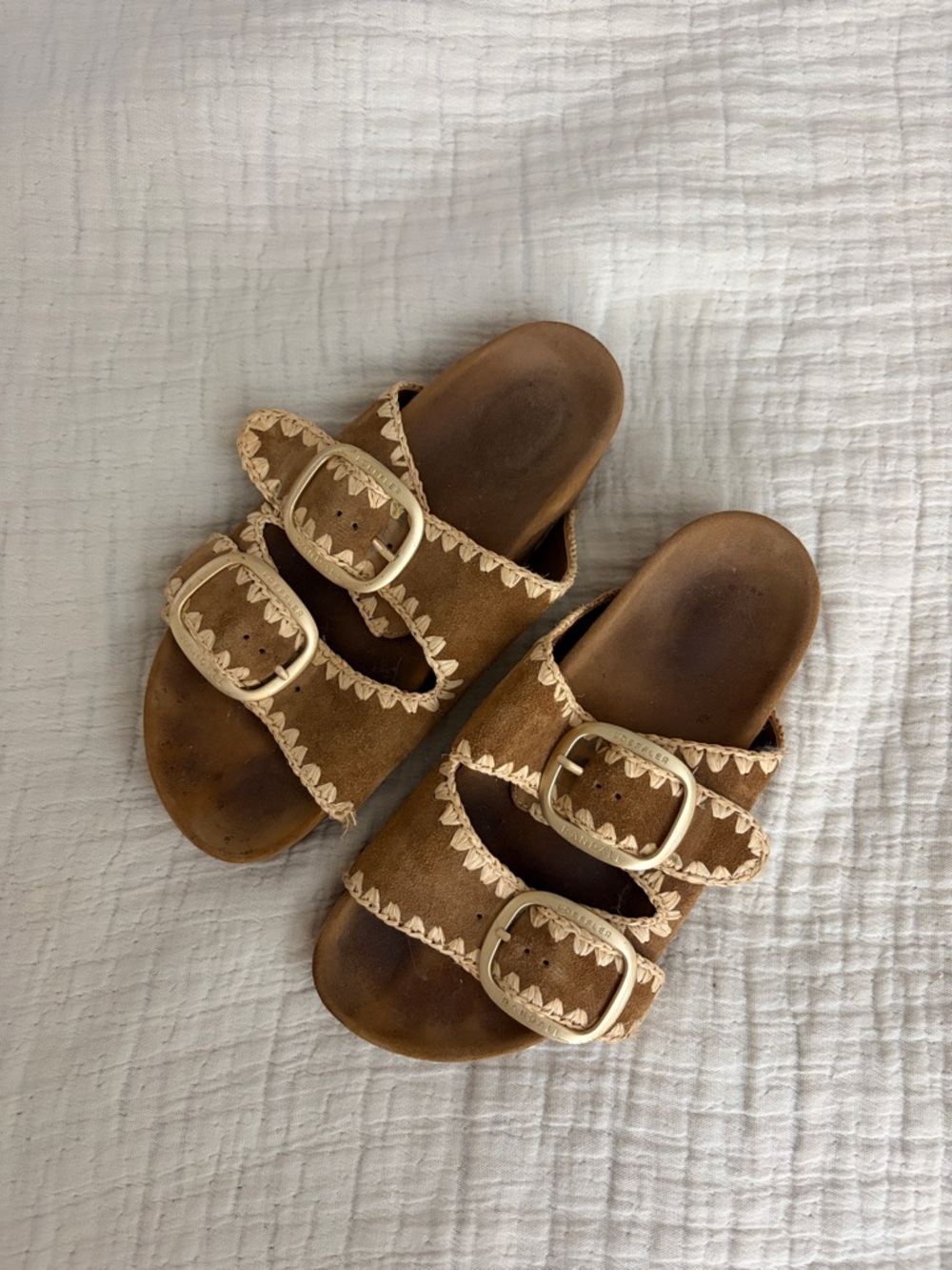 LOEFFLER RANDALL Brown Suede Double-Buckle Slide Sandals
